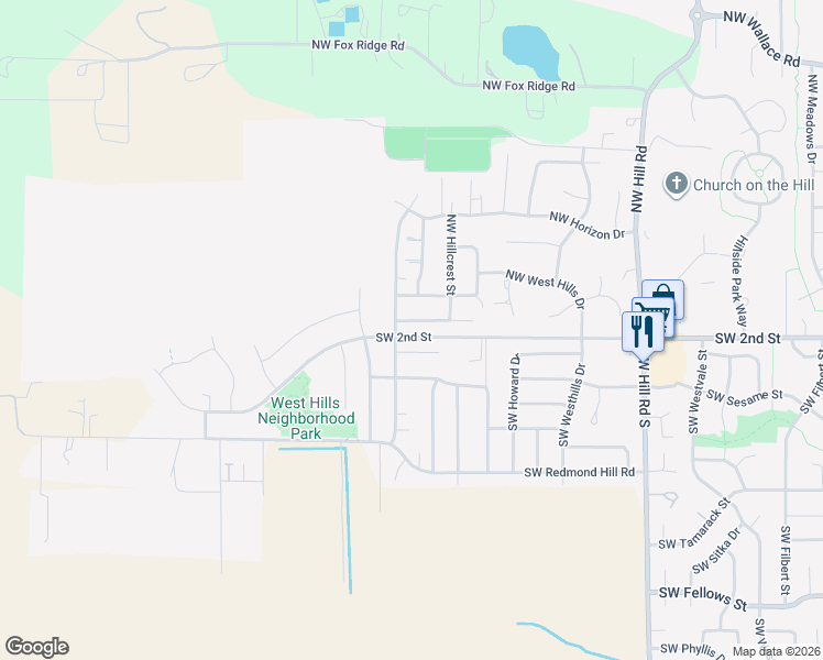 map of restaurants, bars, coffee shops, grocery stores, and more near 2674 Mount Ashland Drive in McMinnville