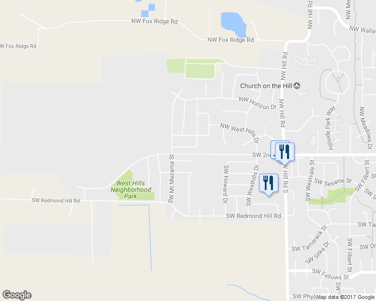 map of restaurants, bars, coffee shops, grocery stores, and more near 2650 NW Mt Ashland Dr in McMinnville