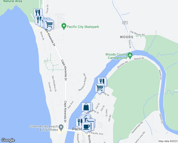map of restaurants, bars, coffee shops, grocery stores, and more near 33690 High Tide Road in Cloverdale