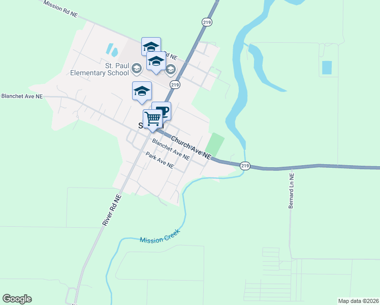 map of restaurants, bars, coffee shops, grocery stores, and more near 20277 Church Avenue Northeast in Saint Paul