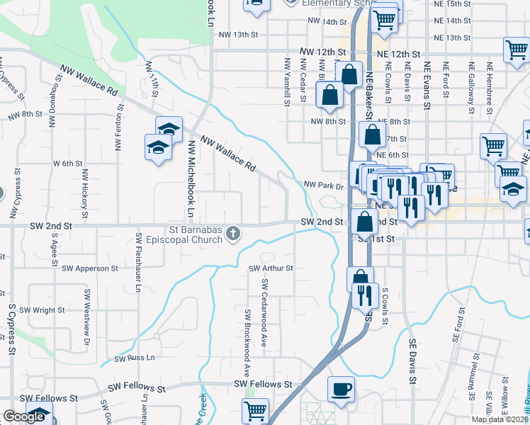map of restaurants, bars, coffee shops, grocery stores, and more near in McMinnville