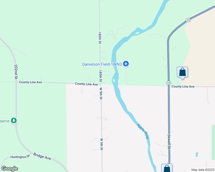 map of restaurants, bars, coffee shops, grocery stores, and more near 2 185th Street in Star Prairie
