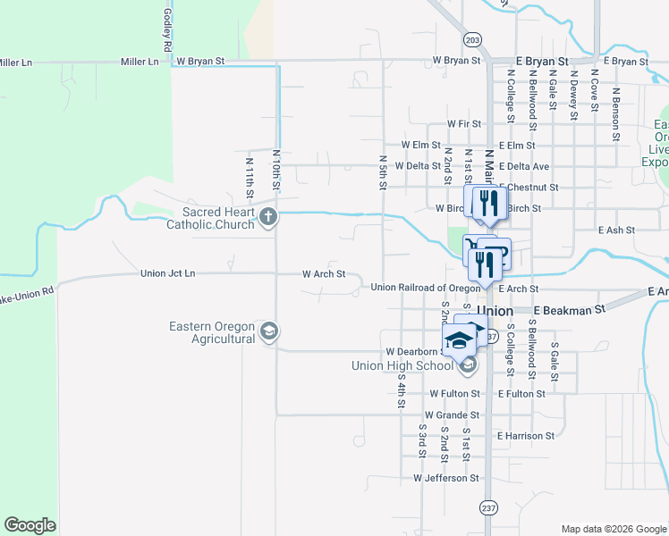 map of restaurants, bars, coffee shops, grocery stores, and more near 845 West Arch Street in Union