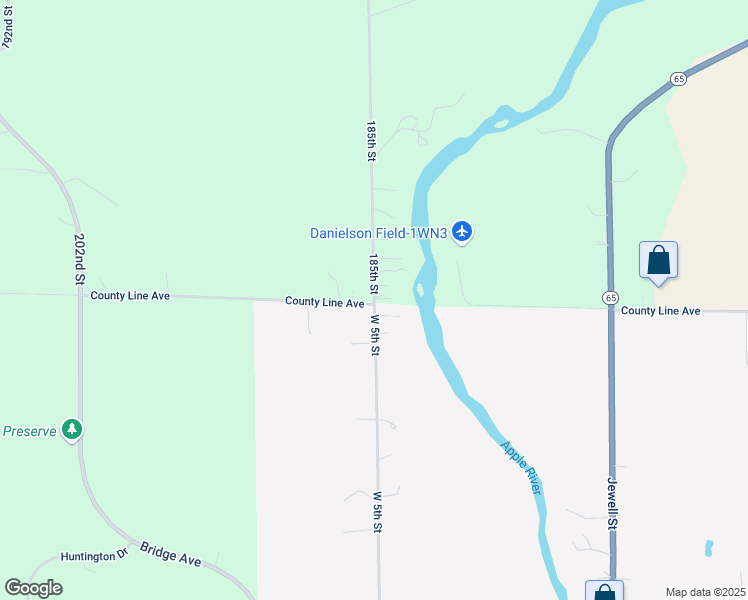 map of restaurants, bars, coffee shops, grocery stores, and more near 2 185th St in Star Prairie