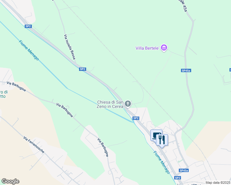 map of restaurants, bars, coffee shops, grocery stores, and more near 76 Via San Zeno in Cerea