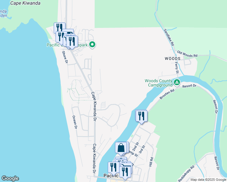 map of restaurants, bars, coffee shops, grocery stores, and more near 6855 Nestucca Ridge Road in Pacific City