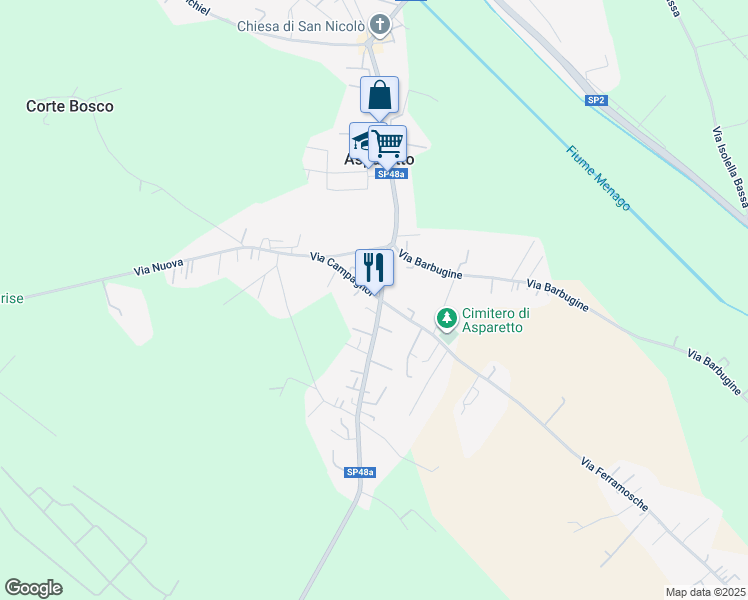 map of restaurants, bars, coffee shops, grocery stores, and more near 3 Via Campagnol in Asparetto