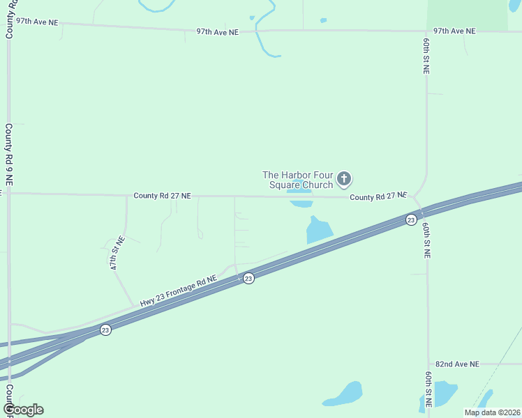 map of restaurants, bars, coffee shops, grocery stores, and more near 5327 90th Avenue Northeast in Spicer