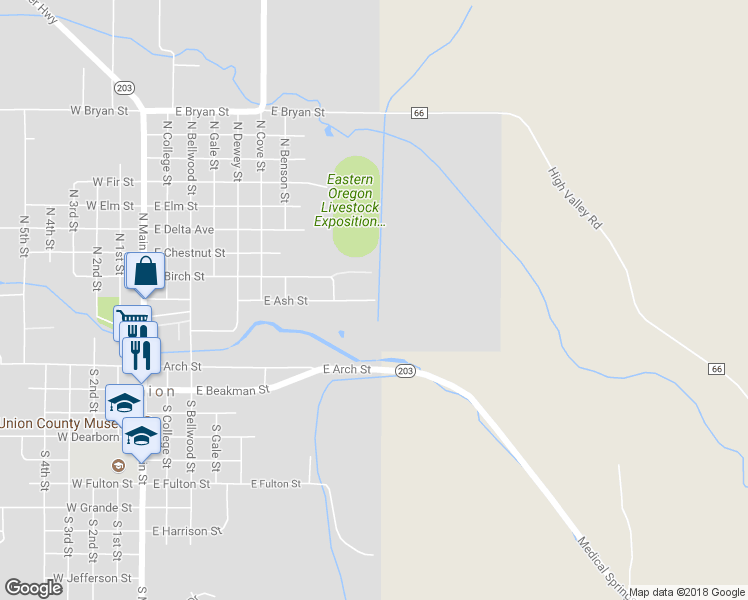 map of restaurants, bars, coffee shops, grocery stores, and more near 995 E Ash St in Union