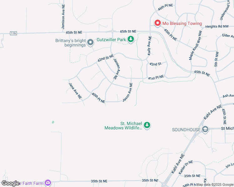 map of restaurants, bars, coffee shops, grocery stores, and more near 4400 Lange Avenue Northeast in Saint Michael