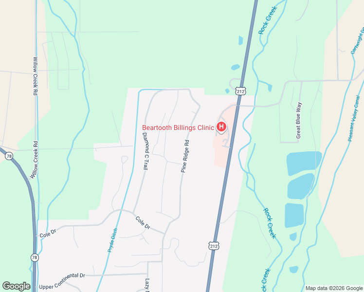 map of restaurants, bars, coffee shops, grocery stores, and more near 2515 Pine Ridge Road in Red Lodge