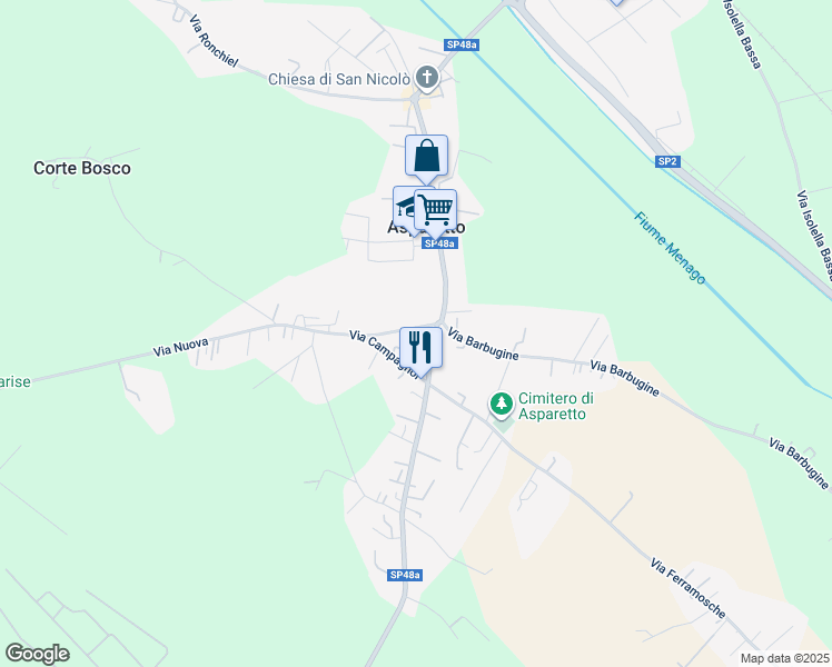 map of restaurants, bars, coffee shops, grocery stores, and more near 3 Via Campagnol in Asparetto