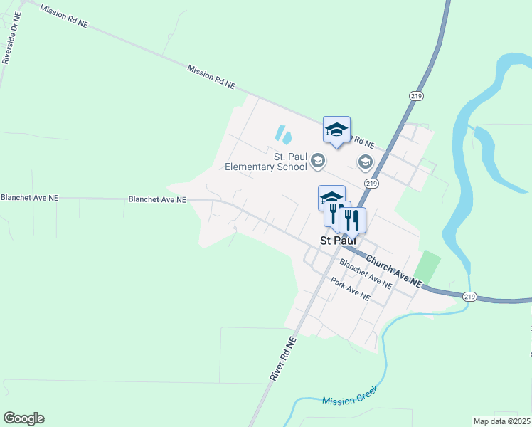 map of restaurants, bars, coffee shops, grocery stores, and more near 3922 Mission Road Northeast in Saint Paul