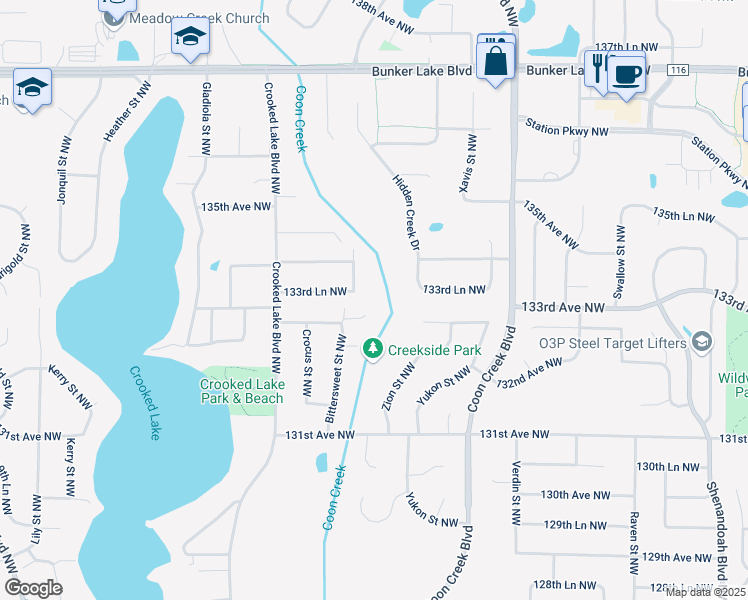 map of restaurants, bars, coffee shops, grocery stores, and more near 13323 Arrowhead Street Northwest in Andover