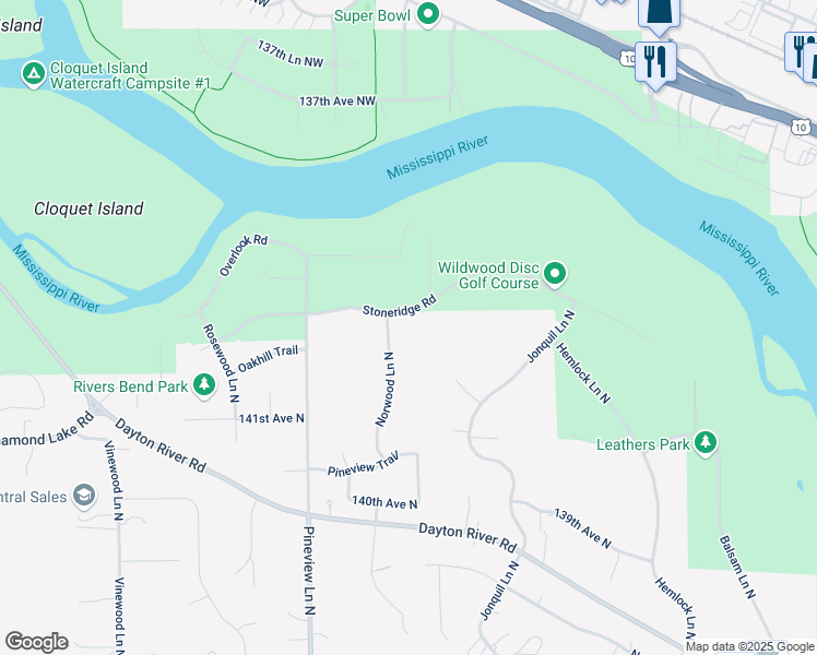 map of restaurants, bars, coffee shops, grocery stores, and more near 12121 Stoneridge Road in Dayton