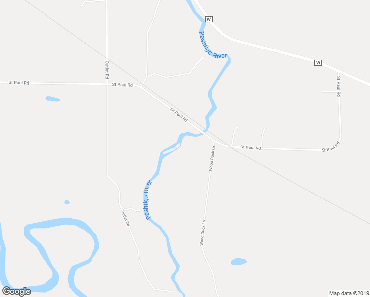 map of restaurants, bars, coffee shops, grocery stores, and more near N6983 Wood Duck Lane in Crivitz