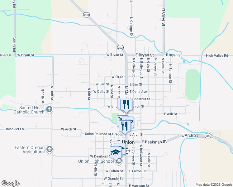 map of restaurants, bars, coffee shops, grocery stores, and more near 668 North 1st Street in Union