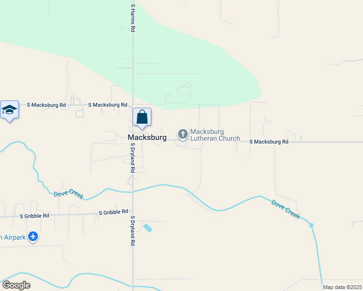 map of restaurants, bars, coffee shops, grocery stores, and more near 10210 South Macksburg Road in Canby