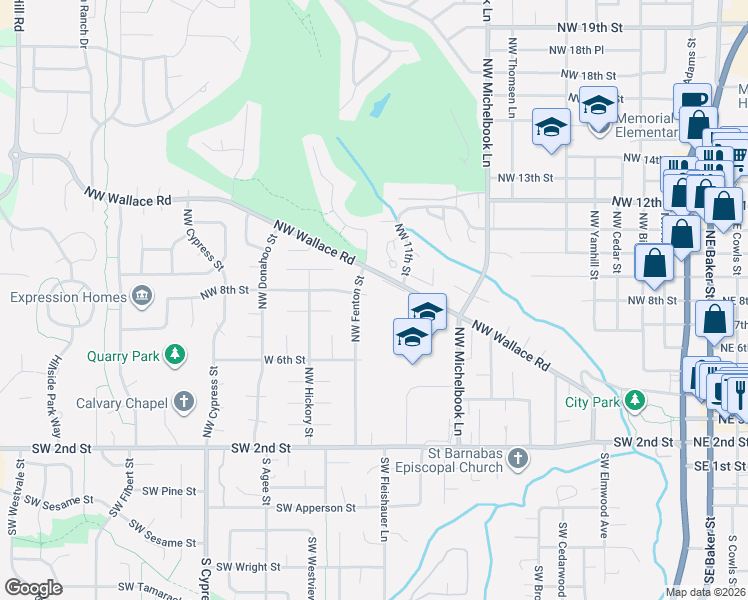 map of restaurants, bars, coffee shops, grocery stores, and more near 690 Northwest Fenton Street in McMinnville
