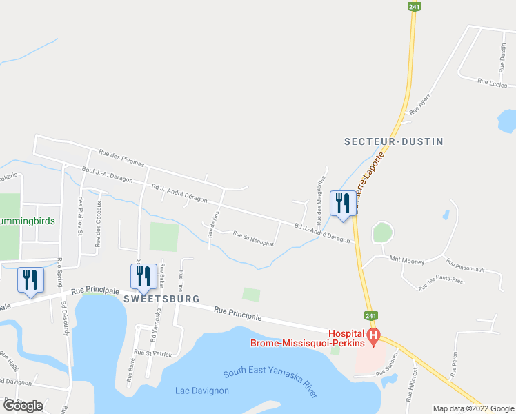 map of restaurants, bars, coffee shops, grocery stores, and more near 565 Boulevard J.-André Déragon in Cowansville