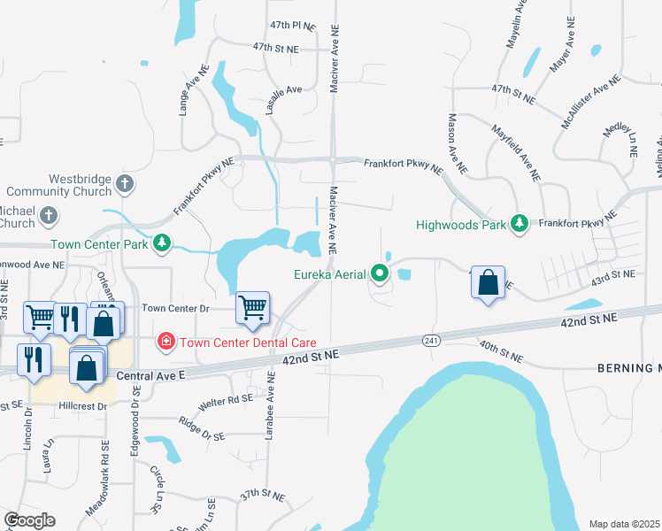 map of restaurants, bars, coffee shops, grocery stores, and more near 4341 Maciver Avenue Northeast in Saint Michael