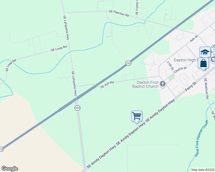 map of restaurants, bars, coffee shops, grocery stores, and more near 13400 Southeast Ash Road in Dayton