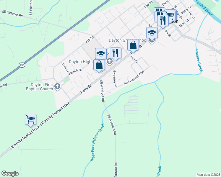 map of restaurants, bars, coffee shops, grocery stores, and more near 813 Joel Palmer Way in Dayton