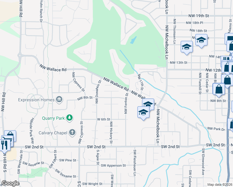 map of restaurants, bars, coffee shops, grocery stores, and more near 1436 Northwest 9th Court in McMinnville