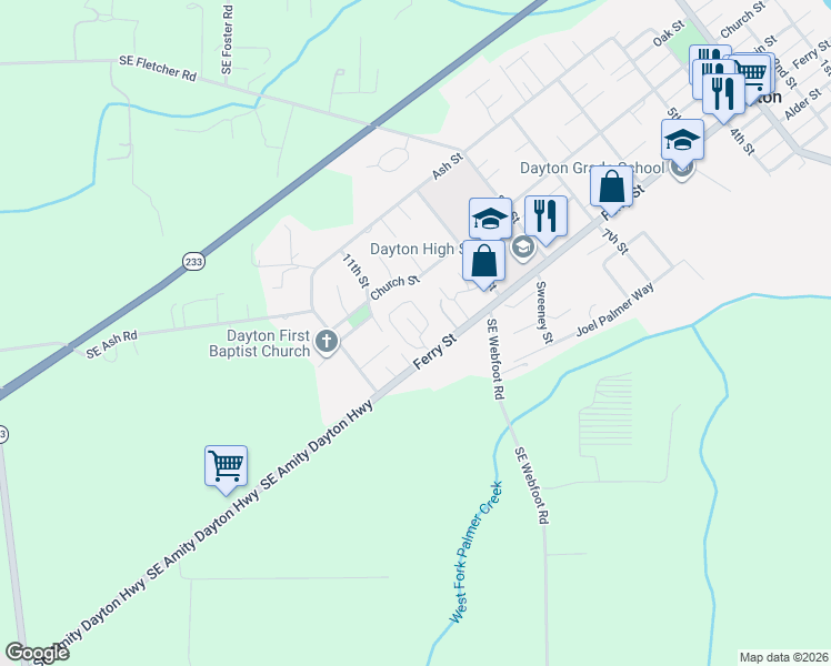 map of restaurants, bars, coffee shops, grocery stores, and more near 1005 Ferry Street in Dayton