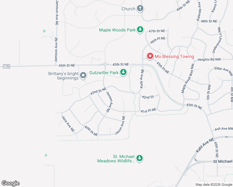 map of restaurants, bars, coffee shops, grocery stores, and more near 9925 42nd Street Northeast in Saint Michael