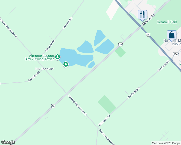 map of restaurants, bars, coffee shops, grocery stores, and more near 1054 Wolf Grove Road in Mississippi Mills