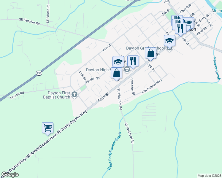 map of restaurants, bars, coffee shops, grocery stores, and more near 1005 Ferry Street in Dayton