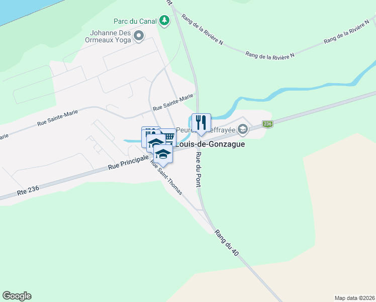 map of restaurants, bars, coffee shops, grocery stores, and more near 101 Rue Principale in Saint-Louis-de-Gonzague