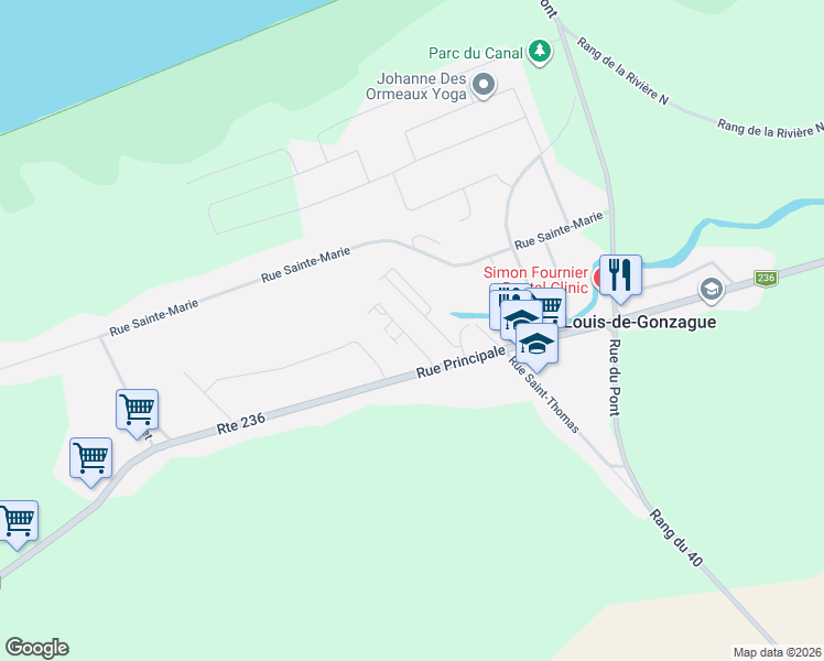 map of restaurants, bars, coffee shops, grocery stores, and more near 20 Rue de la Fabrique in Montérégie