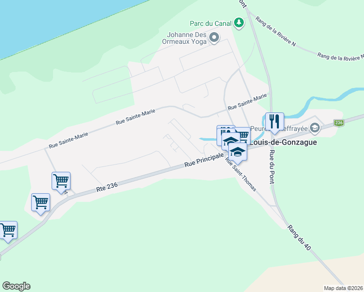 map of restaurants, bars, coffee shops, grocery stores, and more near 20 Rue de la Fabrique in Montérégie