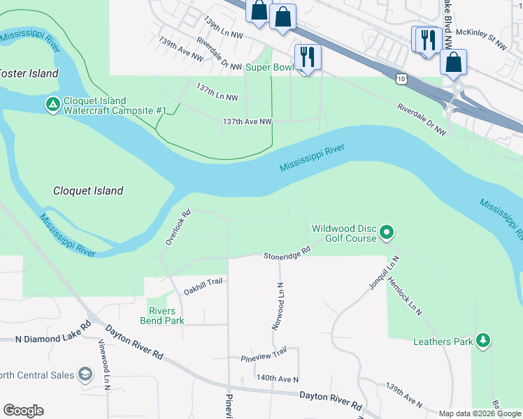 map of restaurants, bars, coffee shops, grocery stores, and more near 12510 Overlook Road in Dayton