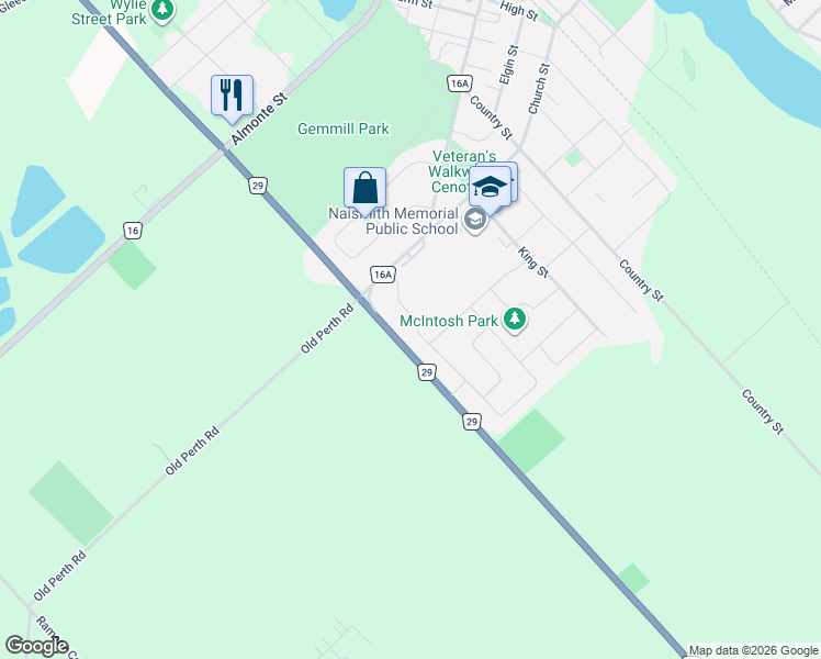 map of restaurants, bars, coffee shops, grocery stores, and more near 244 Jamieson Street in Mississippi Mills