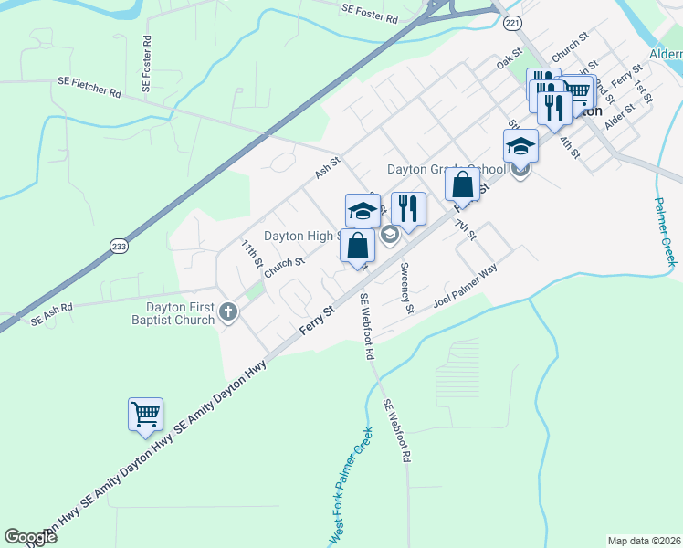 map of restaurants, bars, coffee shops, grocery stores, and more near 908 Village Place in Dayton