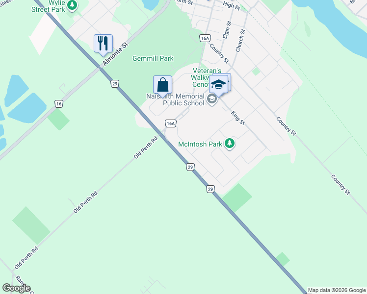 map of restaurants, bars, coffee shops, grocery stores, and more near 244 Jamieson Street in Mississippi Mills