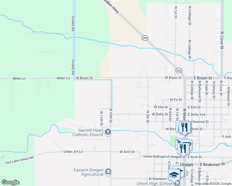 map of restaurants, bars, coffee shops, grocery stores, and more near 975 North 10th Street in Union