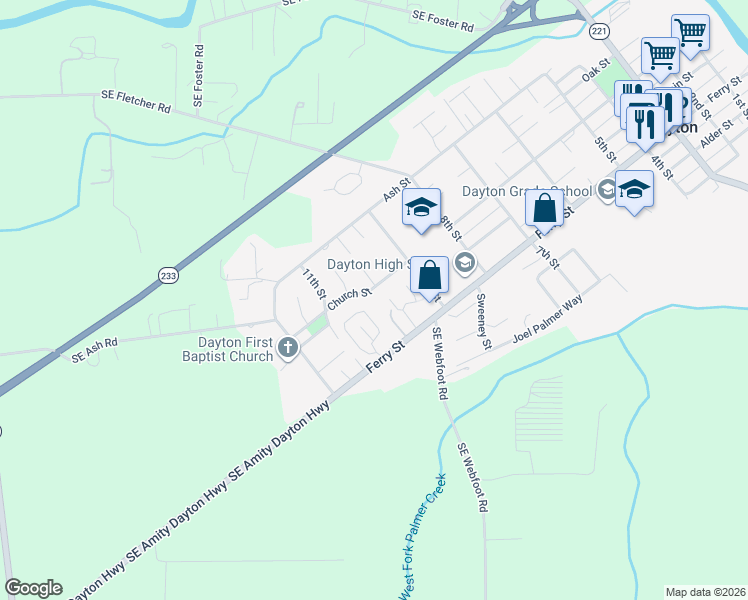 map of restaurants, bars, coffee shops, grocery stores, and more near 913 Church Street in Dayton