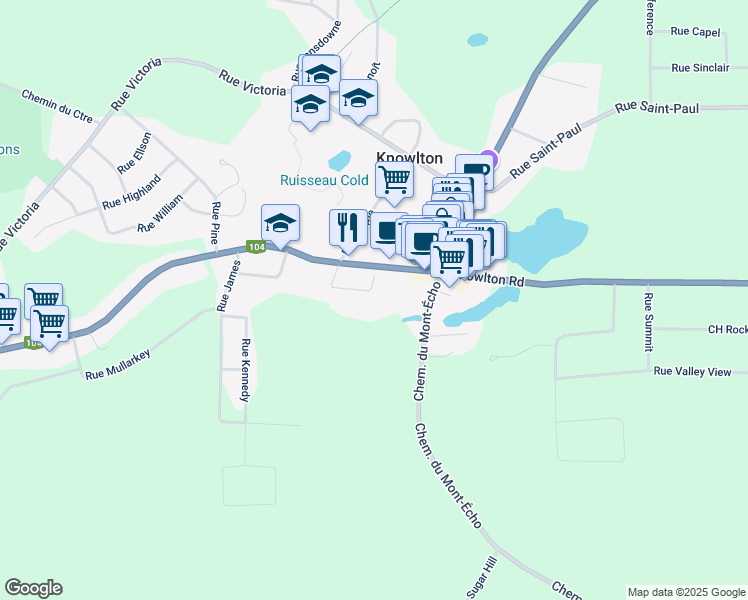 map of restaurants, bars, coffee shops, grocery stores, and more near 315 Chemin Knowlton in Knowlton