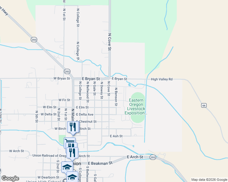 map of restaurants, bars, coffee shops, grocery stores, and more near 1020 North Benson Street in Union