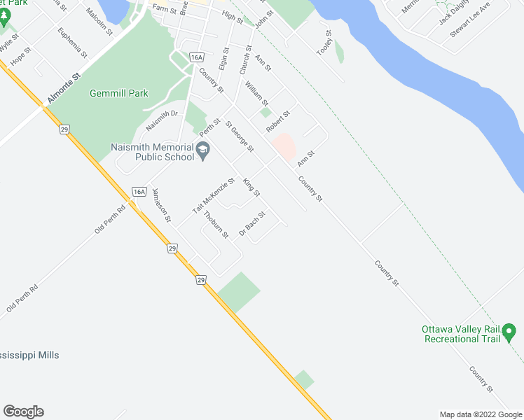 map of restaurants, bars, coffee shops, grocery stores, and more near 144 Doctor Bach Street in Mississippi Mills