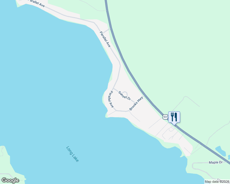 map of restaurants, bars, coffee shops, grocery stores, and more near 18200-18298 Sunset Drive in Alpena