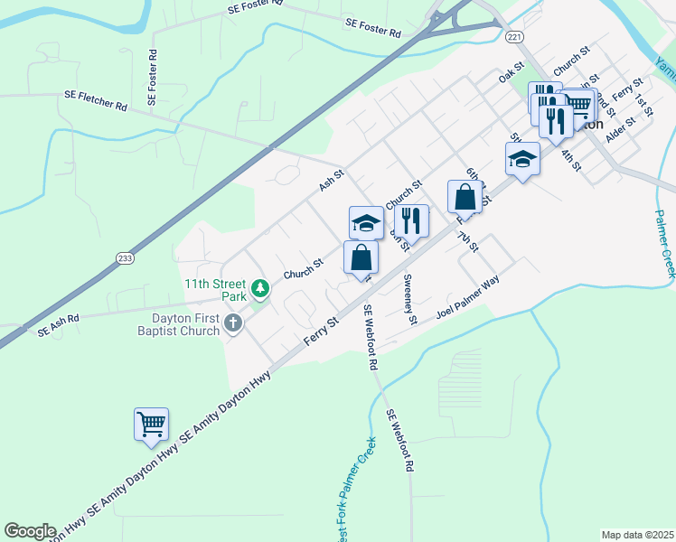 map of restaurants, bars, coffee shops, grocery stores, and more near 825 Village Place in Dayton