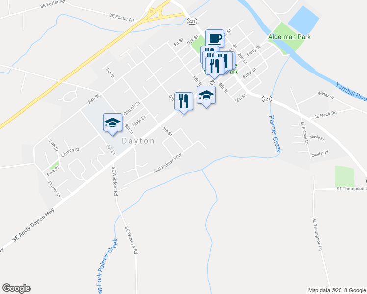 map of restaurants, bars, coffee shops, grocery stores, and more near 609 Joel Palmer Way in Dayton