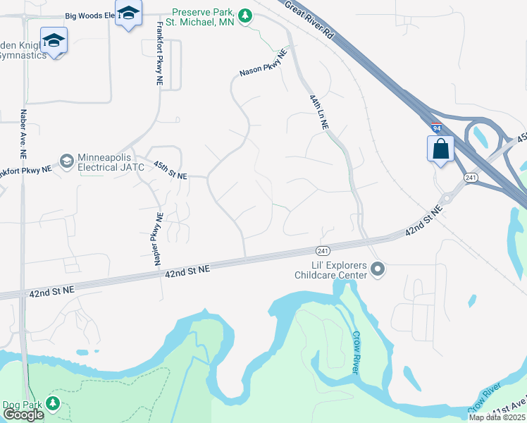 map of restaurants, bars, coffee shops, grocery stores, and more near 13701 43rd Street Northeast in Saint Michael