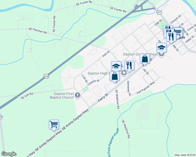 map of restaurants, bars, coffee shops, grocery stores, and more near 913 Church Street in Dayton