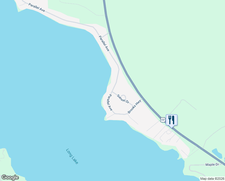 map of restaurants, bars, coffee shops, grocery stores, and more near 18298 Sunset Drive in Alpena